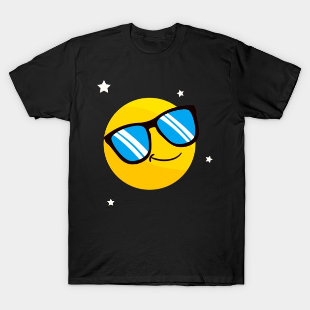 Cool Smile Sunglasses Emoticon Funny Emote T-Shirt by Foxxy Merch
